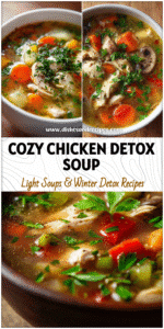 Bowl of chicken vegetable detox soup with fresh herbs, ideal for Low Carb Soup Recipes and Keto Cooking.